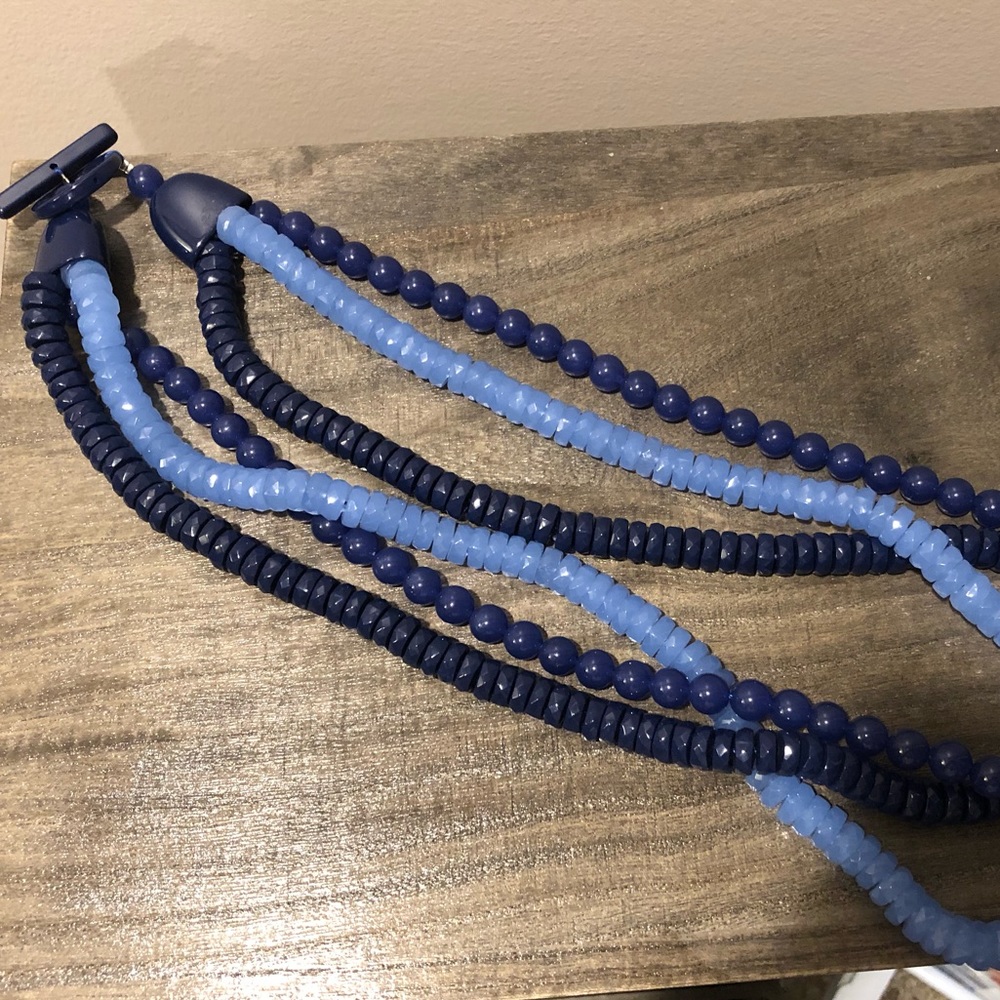 Blue tie-strand statement necklace